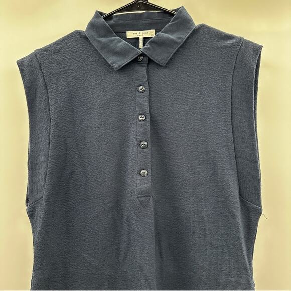 Rag & Bone Mckenna Polo Navy Blue Sleeveless Mini Dress Size L - Picture 3 of 9